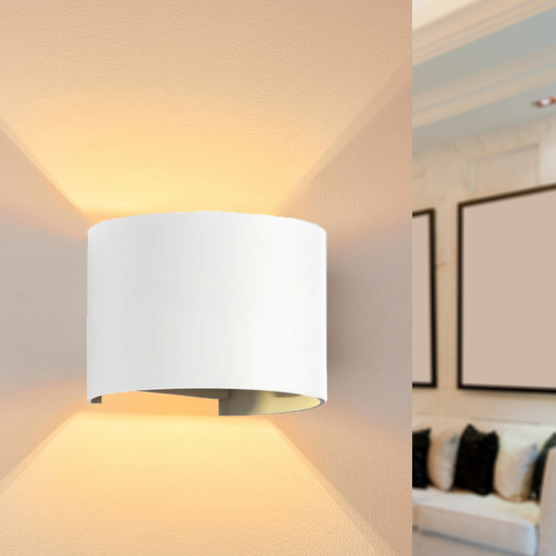 Candeeiro de parede LED branco 6w ip54 redondo - 4000k - 5500k - silamp