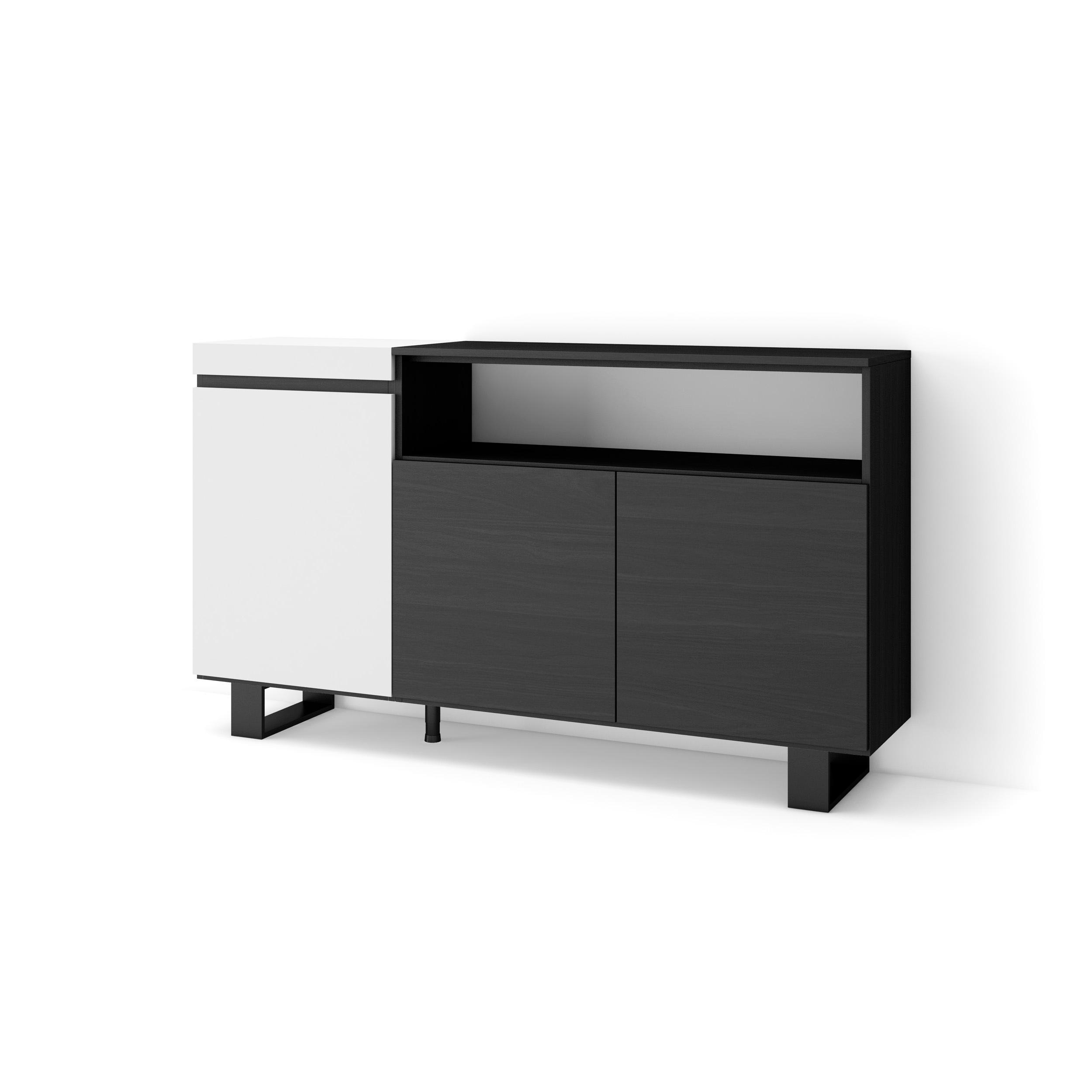 Aparador sala de jantar, 150x35x87cm, branco e preto rf2505