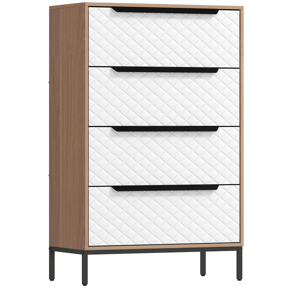 Cómoda com 4 gaveta tecido não tecido, aço e mdf color marrón