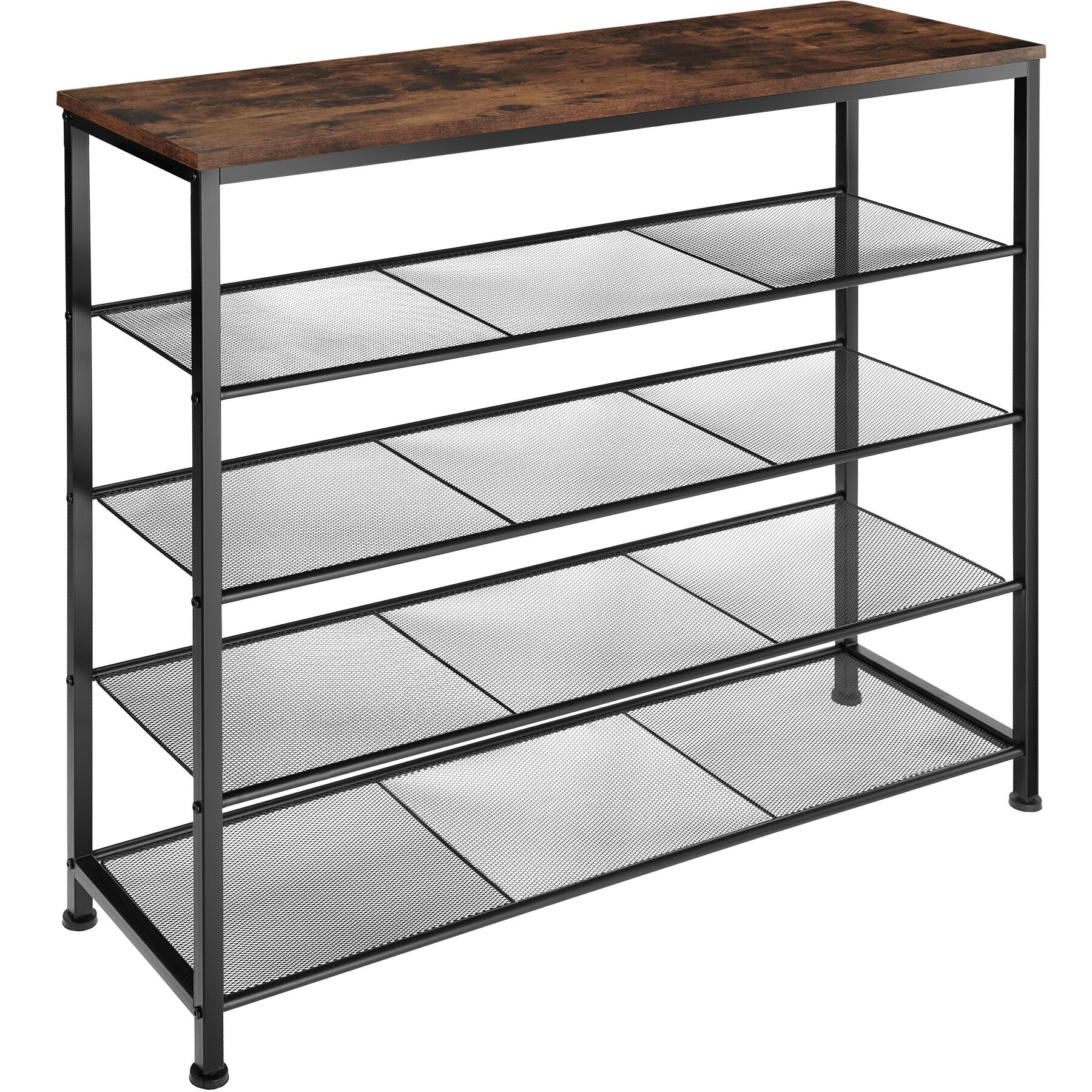 Sapateiro estilo industrial e 4 prateleiras 100x30,5x93 cm madeira oscura