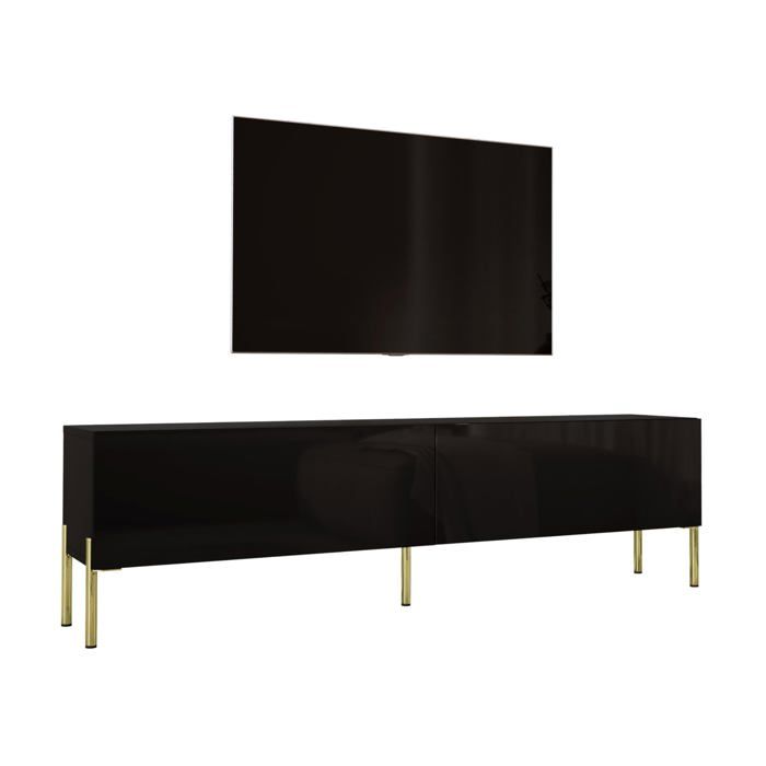 3xe living - móvel tv - preto mate com patas 170x52x32 cm