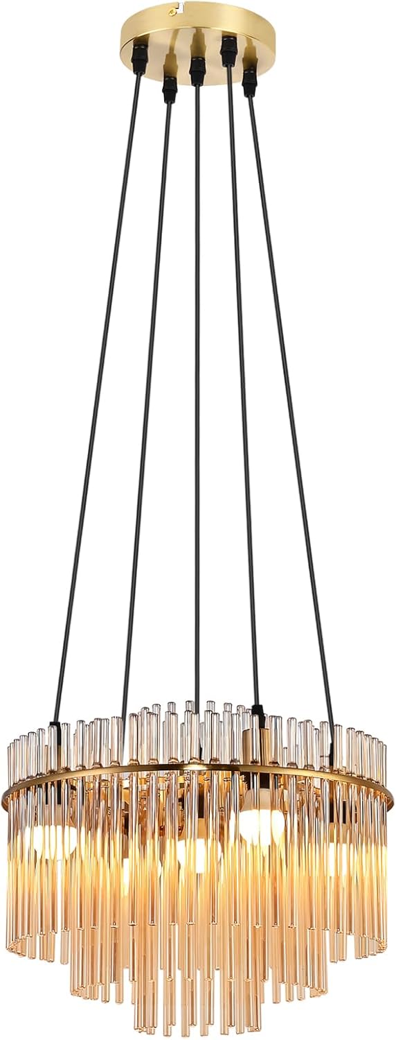 Nettlife candeeiro pendente de 5 luzes amarelo / dourado 40x15 cm