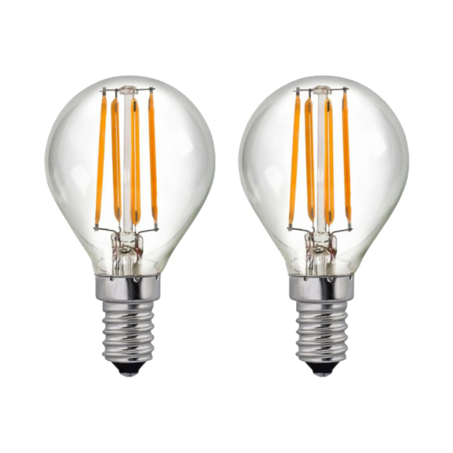 Pack de 2 lâmpadas LED de filamento esférico e14 4w equi.40w 470lm 2700k