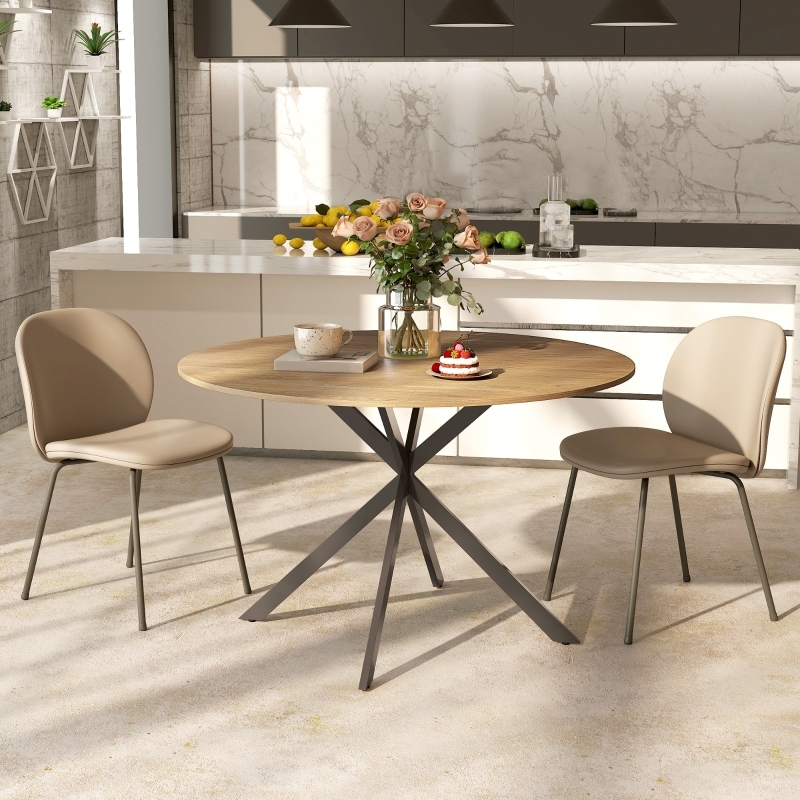 Mesa de jantar redonda para 4 pessoas carvalho 120cm
