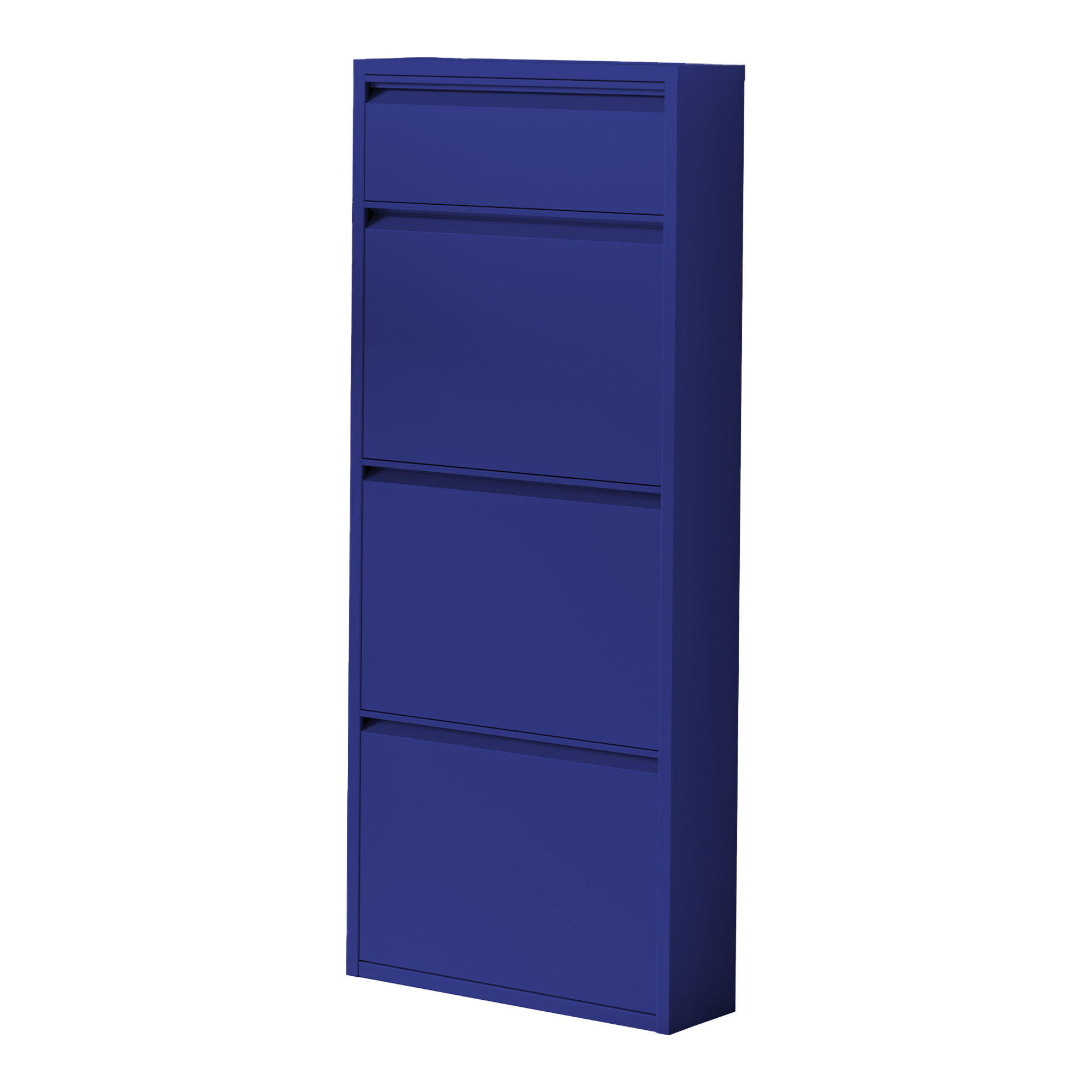 Sapateira sokndal com 3+1 portas 118x50x15 cm metal - azul escuro [en.casa]