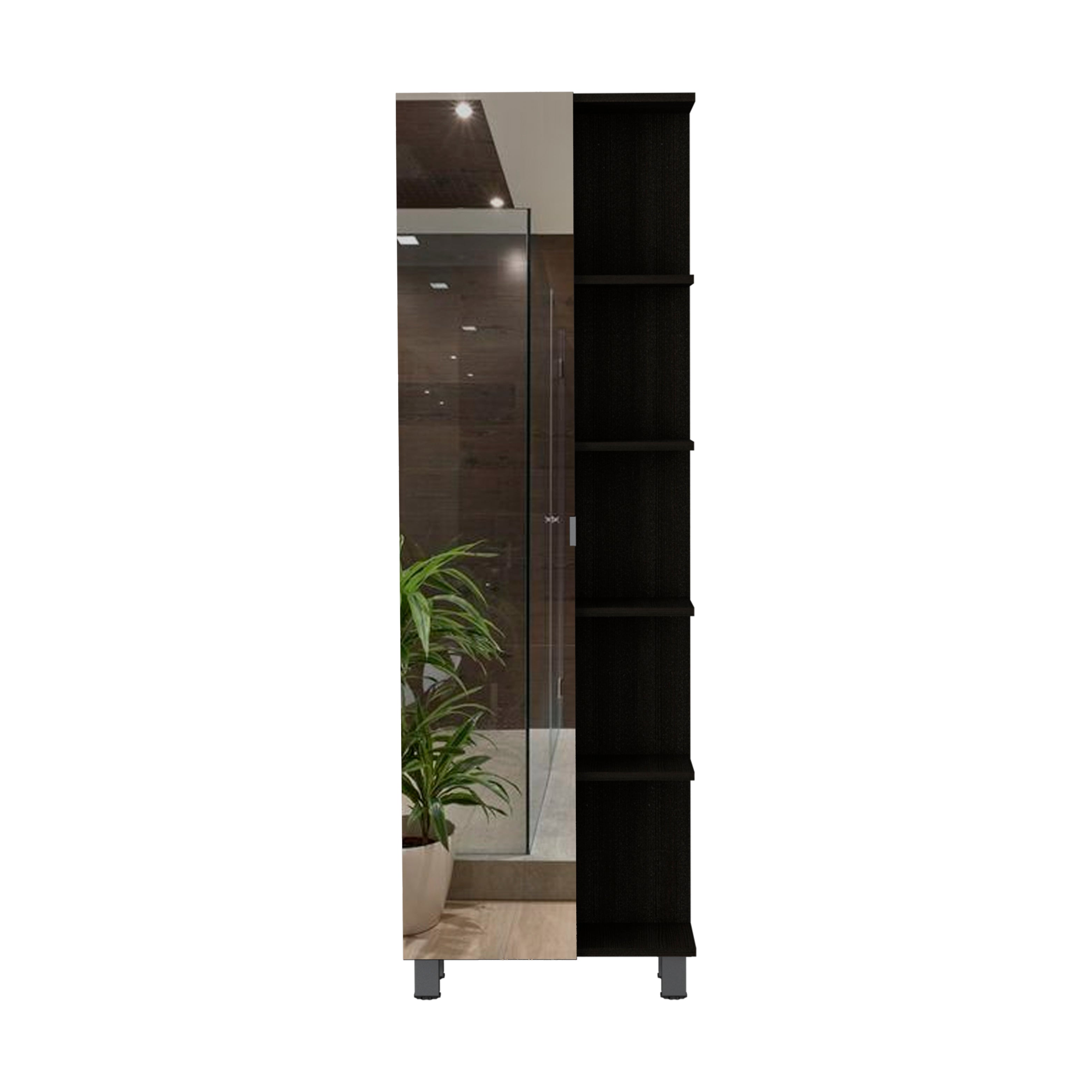 Mueble alto de baño urano con espejo, diseño moderno con múltiples repisas