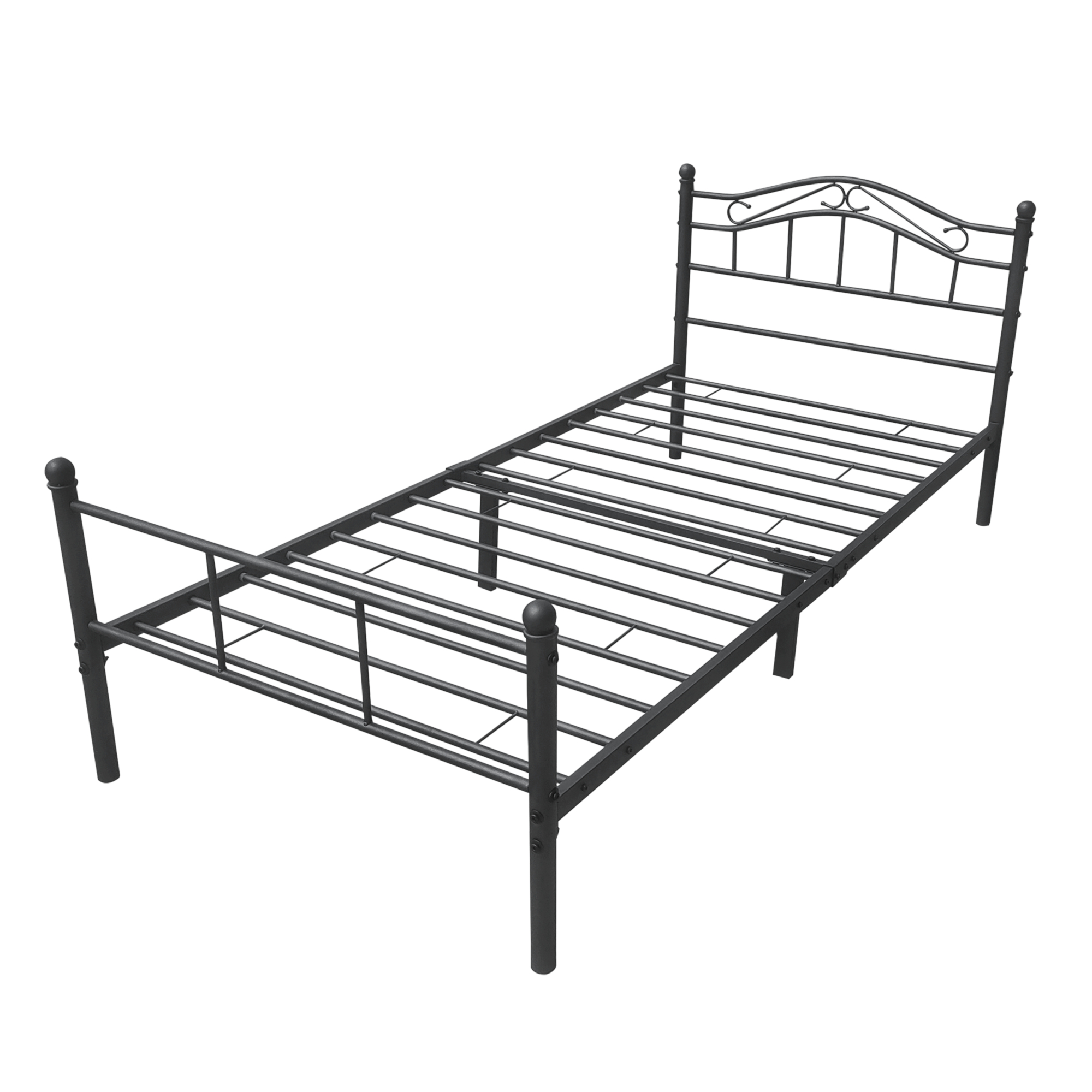 Cama individual florenz com cabeceira curva e estrado metal 120x200cm preto