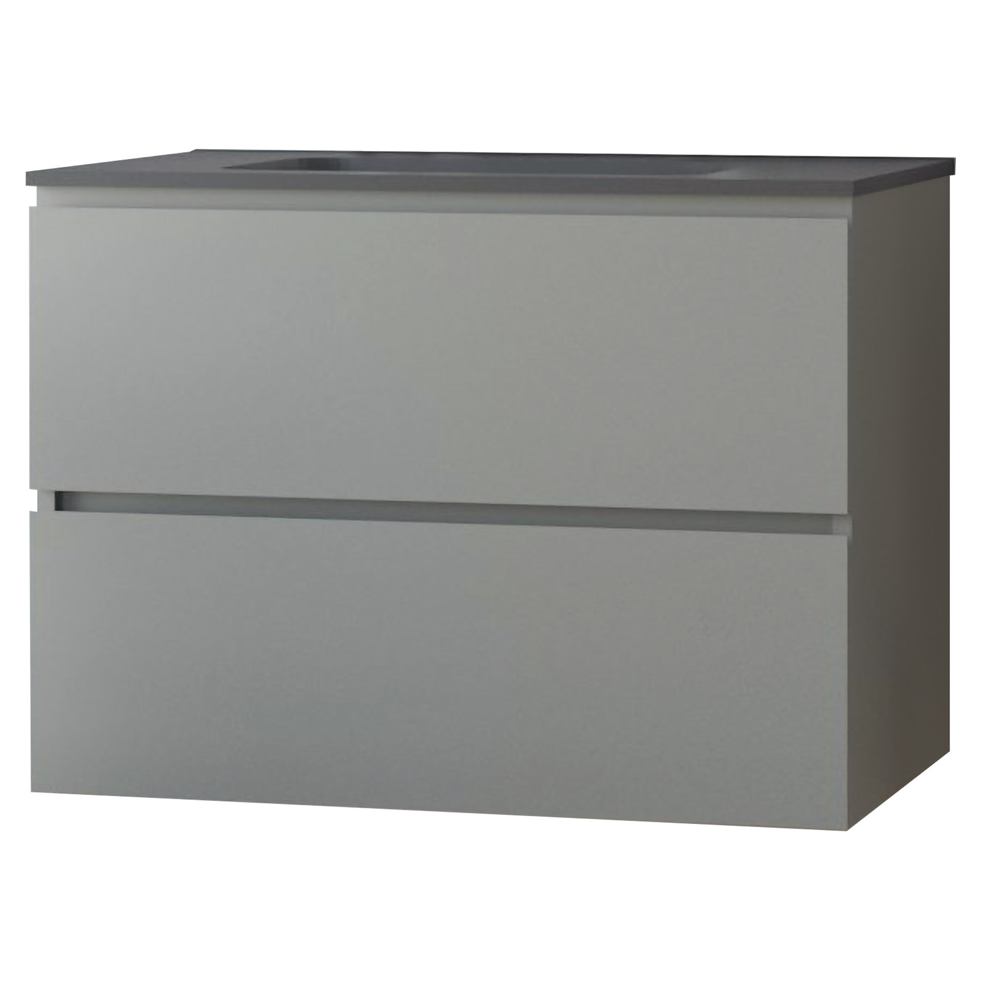 Móvel de banho suspenso trendy - 80cm - 2 gavetas - madeira - tampo preto
