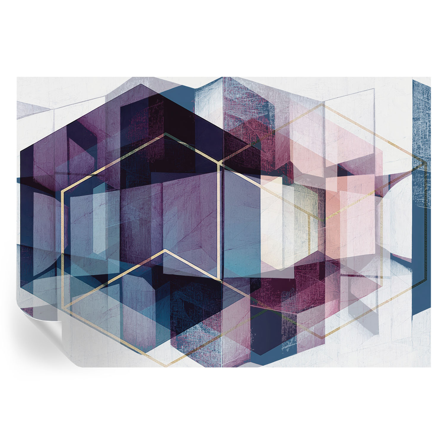 Papel de parede vinílico cubos geométricos 208x146 tulup