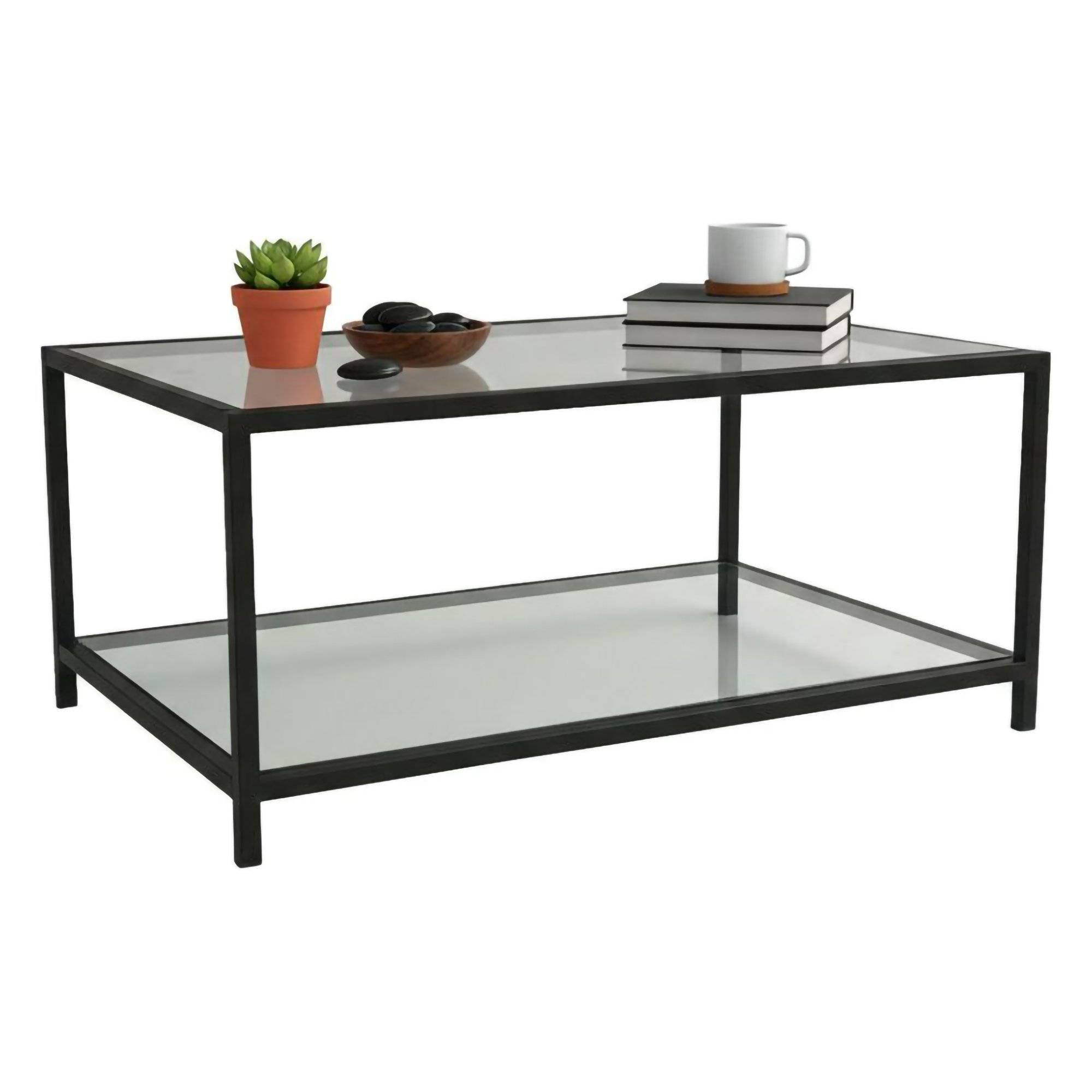 Mesa de centro mina, retangular, em metal cinza taupe
