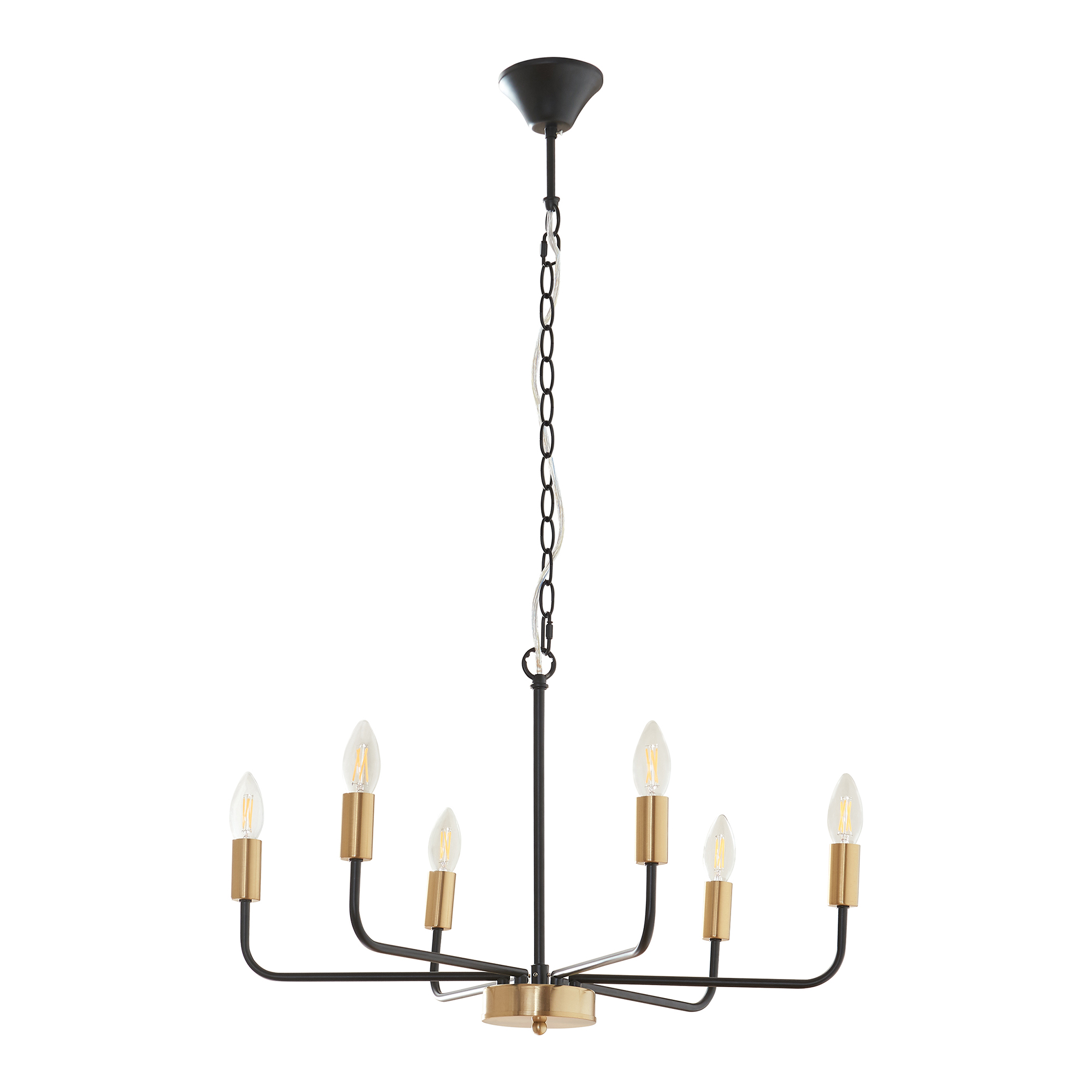 Lustre bishop 6 luzes e14 metal 153x62x62 cm preto / cor de latão [lux.pro]