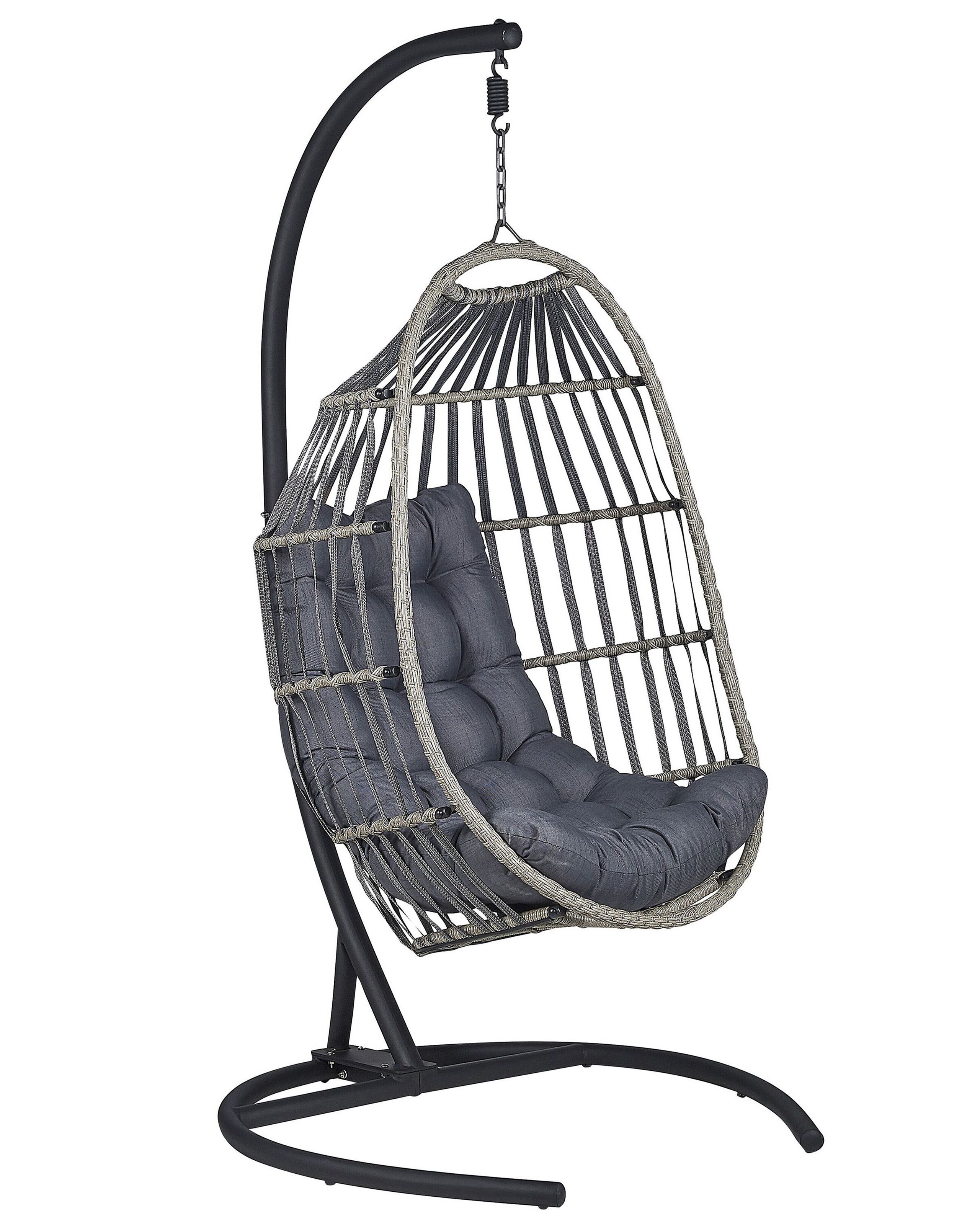 Cadeira suspensa com suporte sesia rattan sintético cinzento escuro