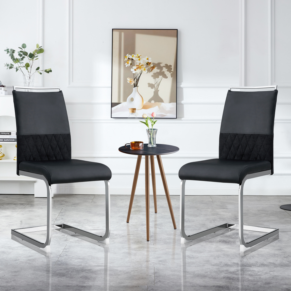 Cadeira de jantar em metal preto conjunto de 2 design ergonómico