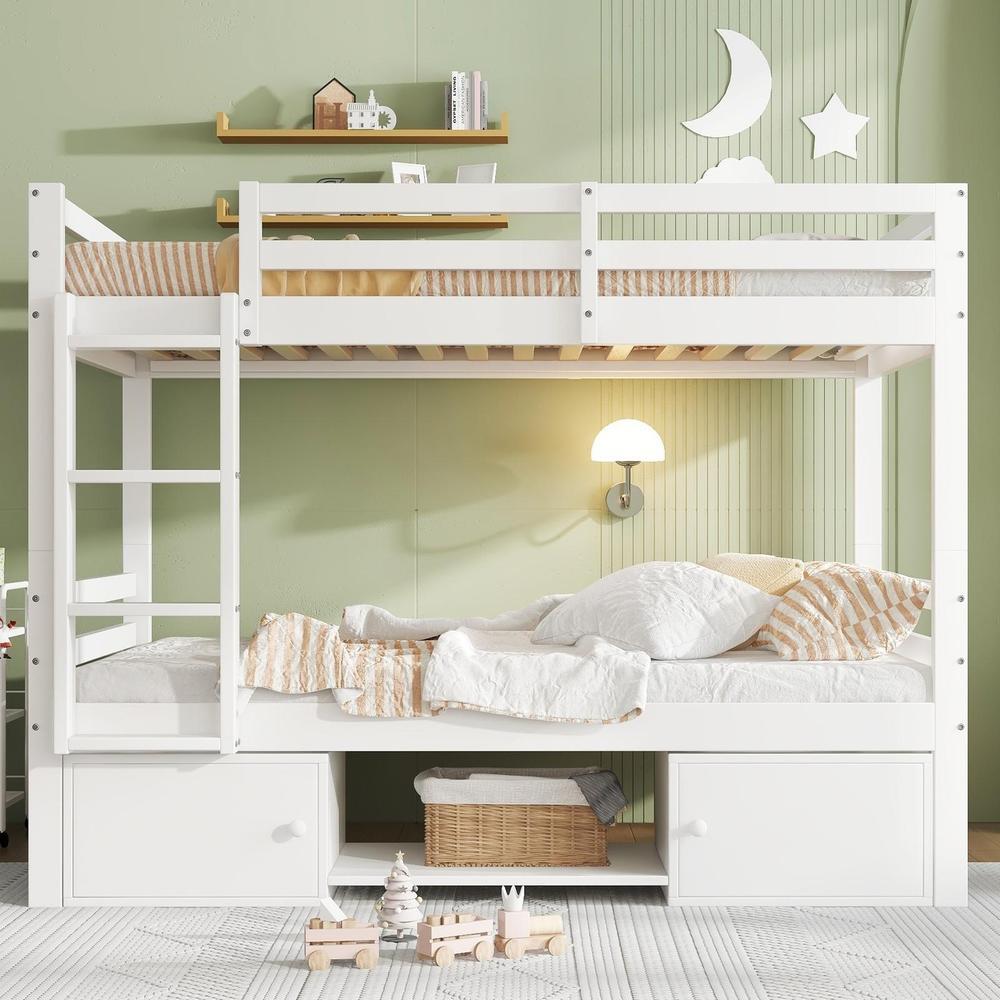 Beliche infantil 90x200 cm com arrumação, prateleiras roupeiro branco