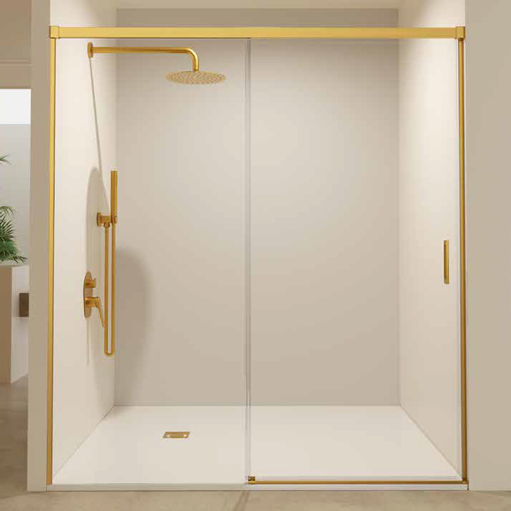 Porta de duche 1 porta 1 lateral | ouro 165cm (adap.161,1-166)