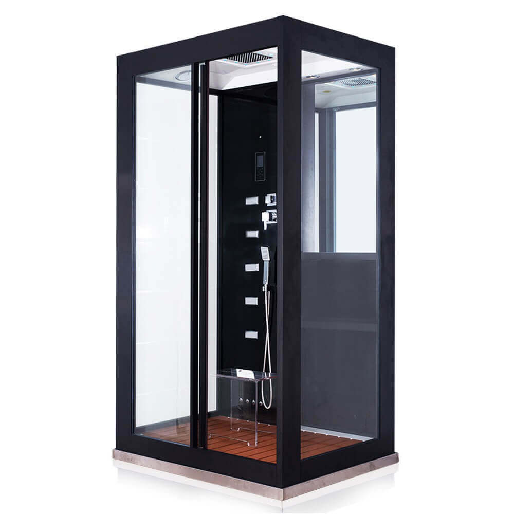 Ducha de vapor con cascada y sauna de vapor luxory - 120 x 90 cm negro