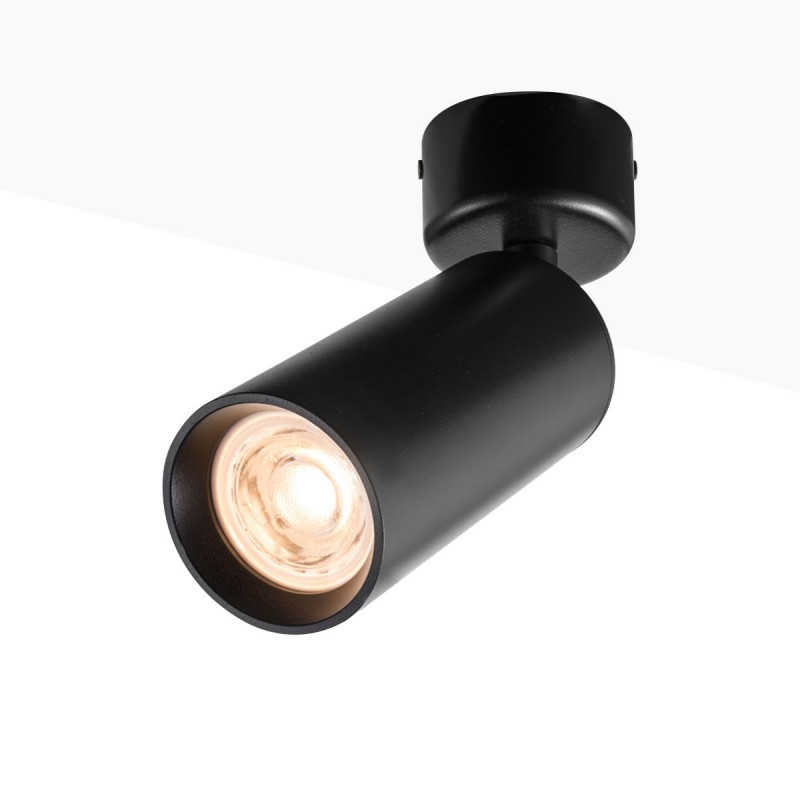 Aplique De Pared Y Techo Negro Aluminio GU10 Orientable 360 145 mm