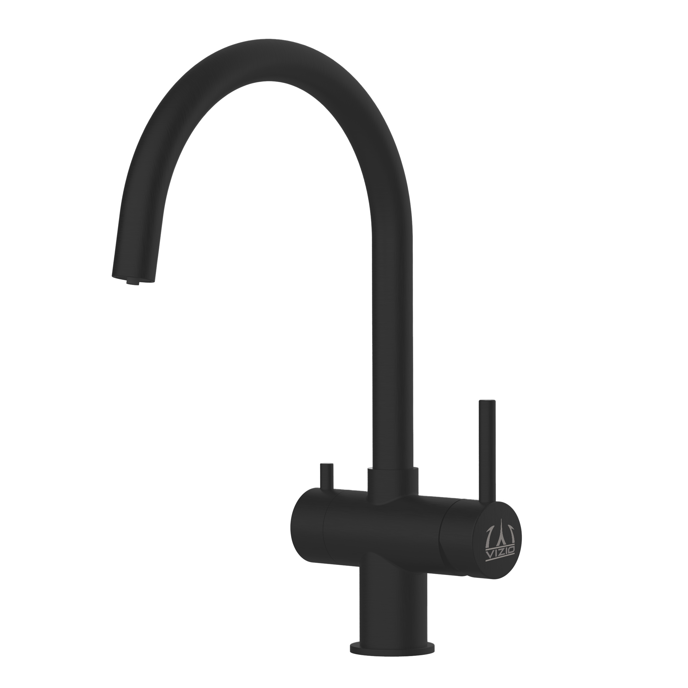 Grifo de cocina 3 vías acero inox, con caño giratorio 360° en u, negro