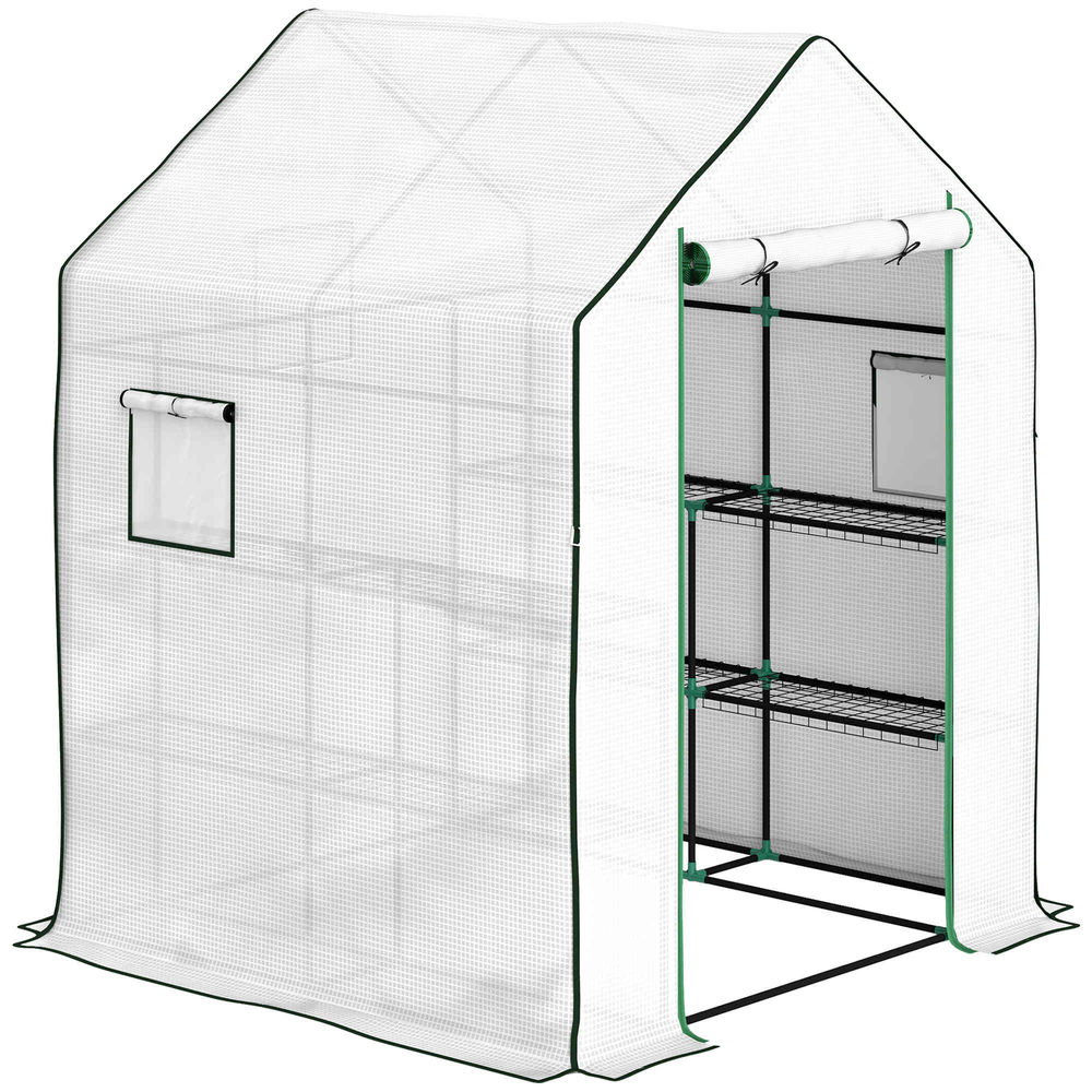 Estufa 140x143x190 cm aço e polietileno color blanco Outsunny