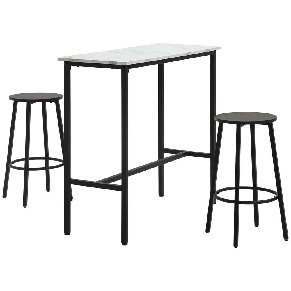 Mesa alta com 2 banco 100x40x90 cm color blanco Homcom, casa - mesas