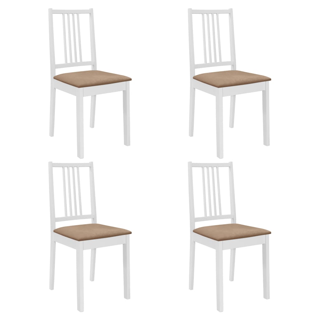 Cadeiras de jantar com almofadões 4 pcs madeira maciça branco ewg4465