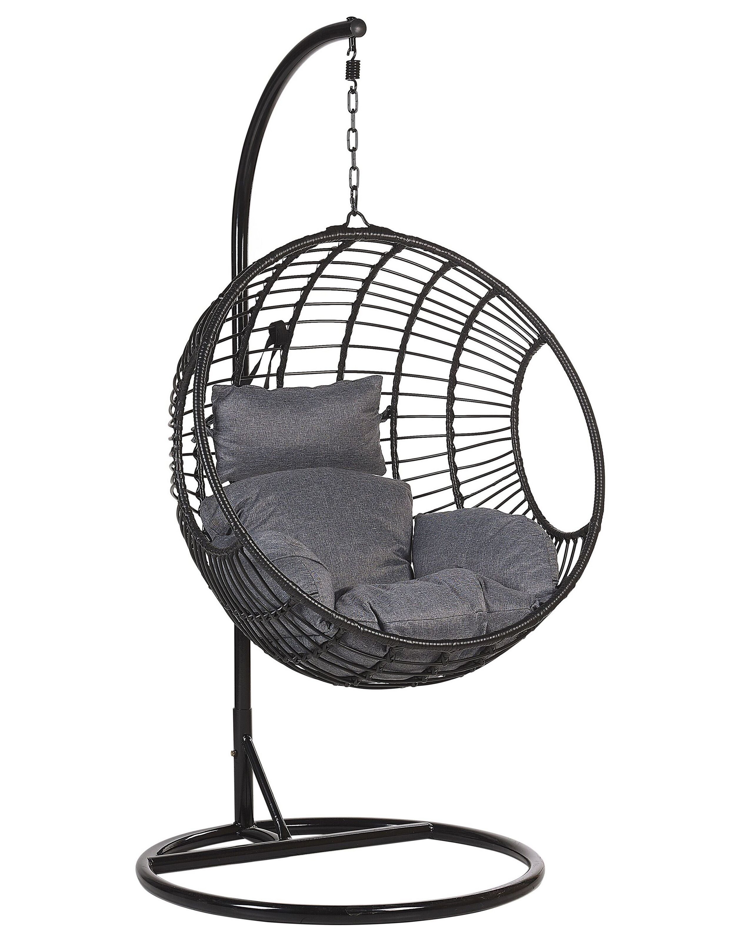 Cadeira suspensa com suporte aspio rattan sintético preto