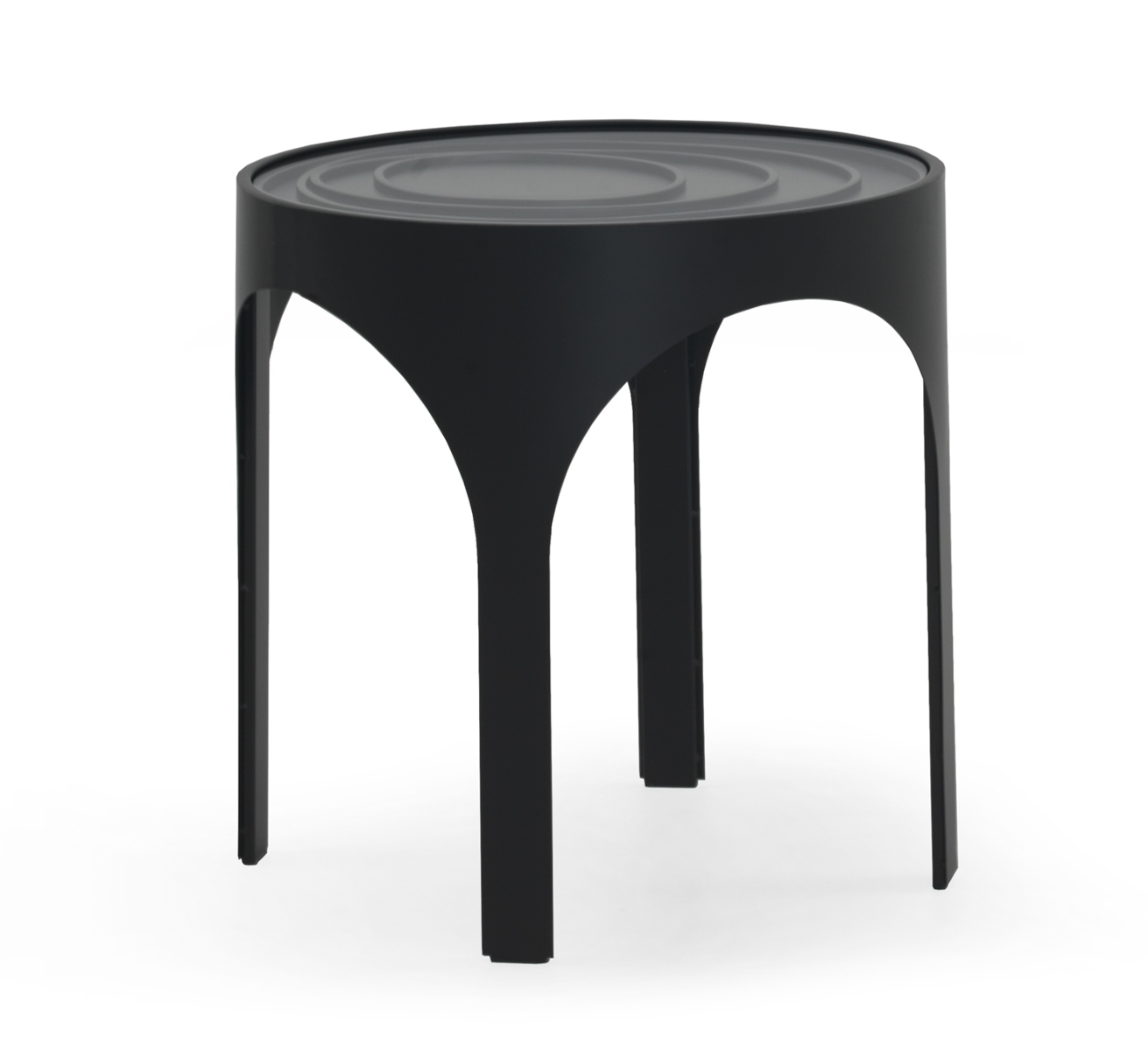 Mesa de centro em metal preto com tampo de vidro, 50x50x50cm