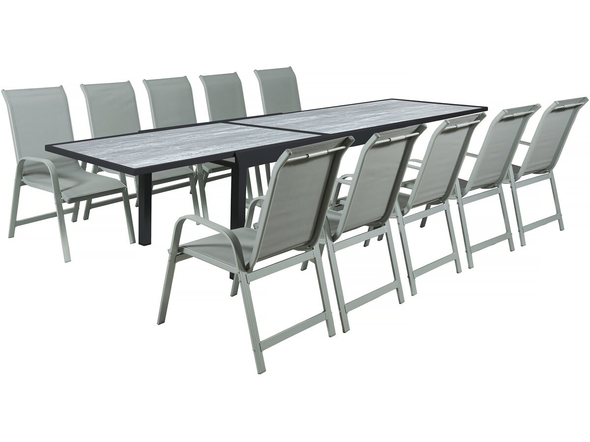 Mesa extensível e cadeiras de jardim em alumínio <<lagos>> - 200/320 x 105