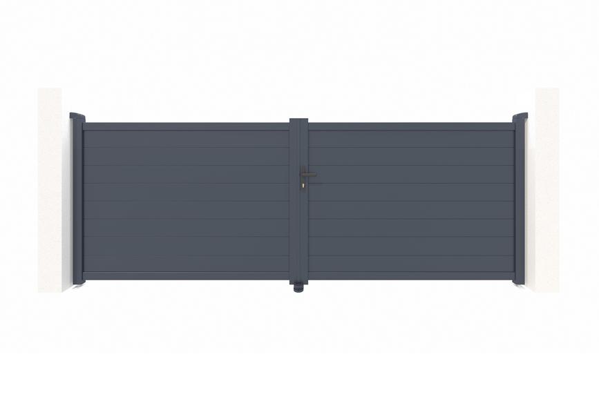Portão giratório ajustável eiger h.140cm em alumínio cinza, 4m de largura