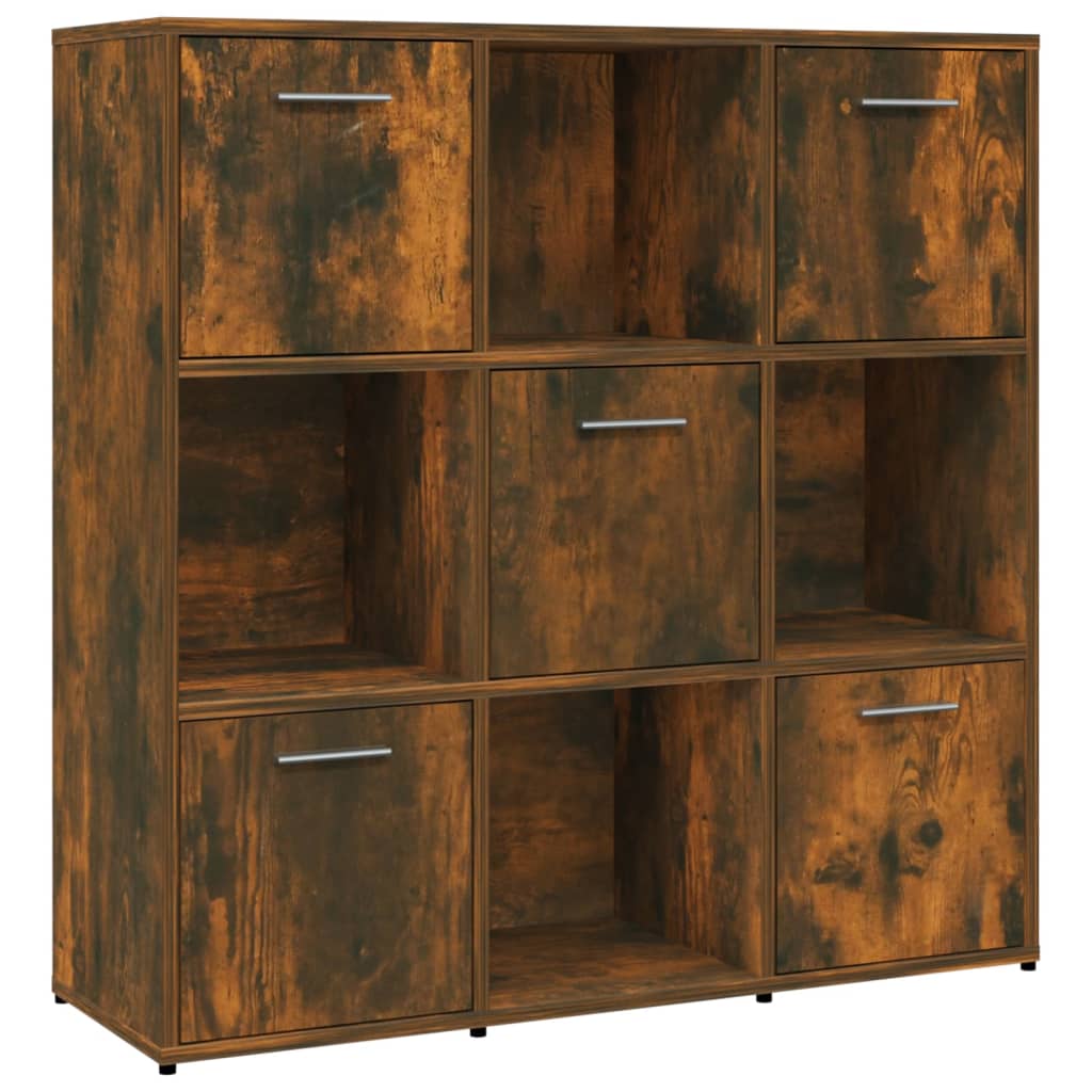 vidaXL estantería madera contrachapada color roble ahumado 90x30x90 cm