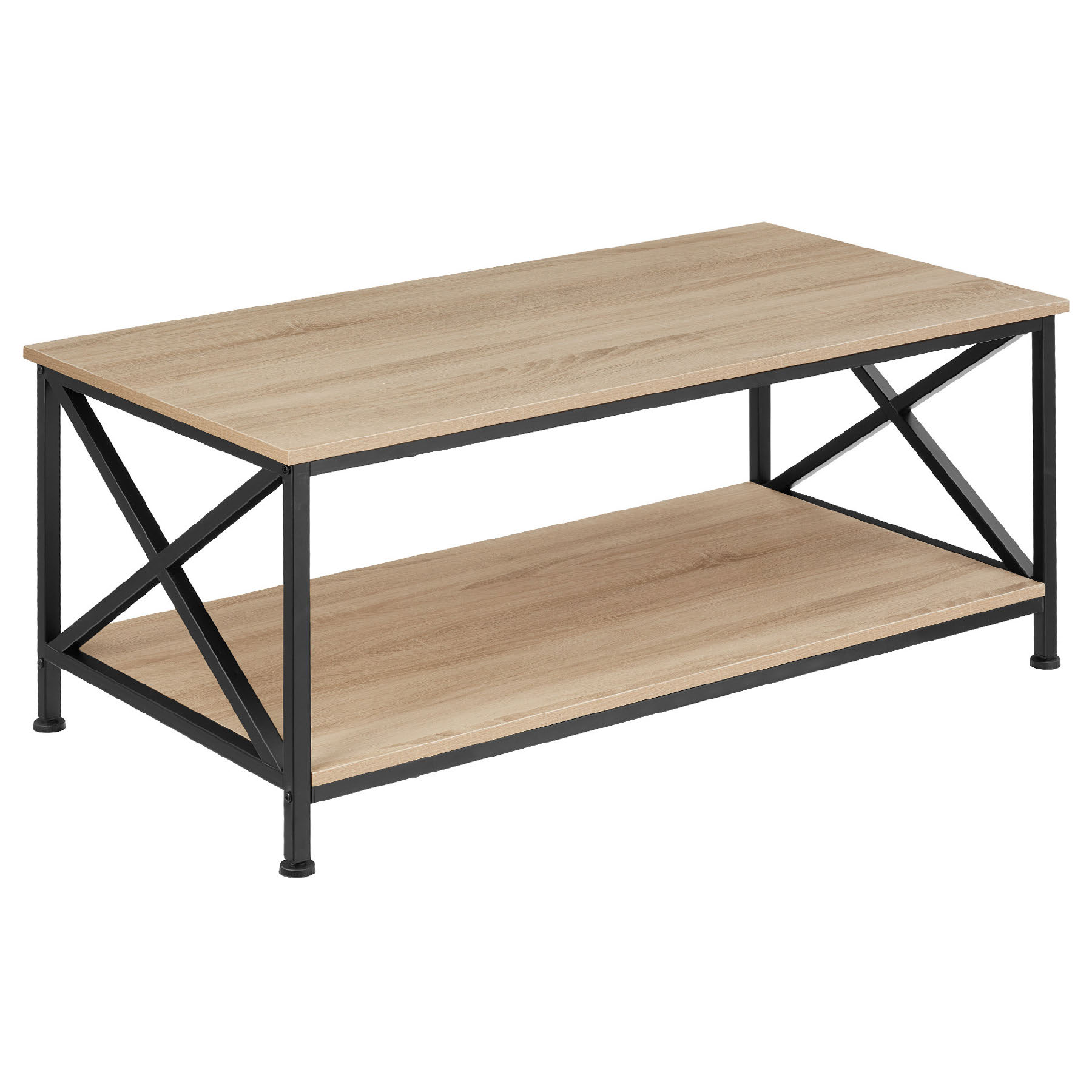 Mesa de café 100x55x45,5 cm, madeira industrial clara, roble