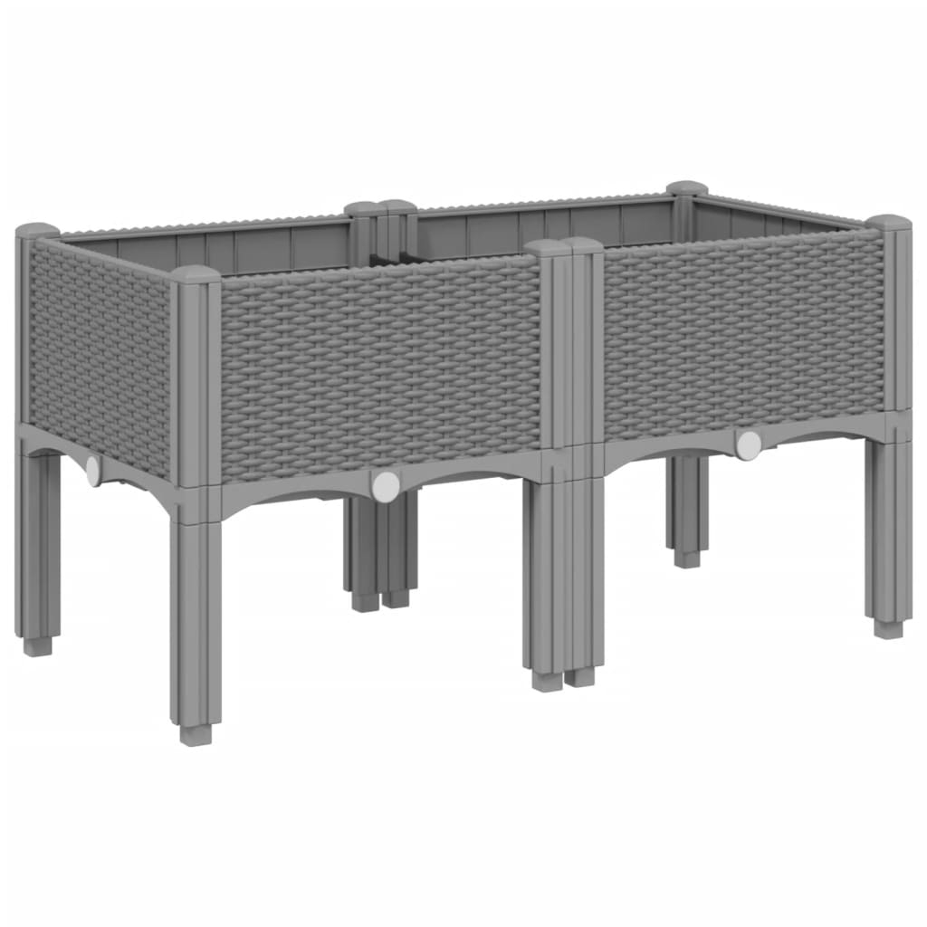 vidaXL jardinera con patas pp gris claro 80x40x42 cm
