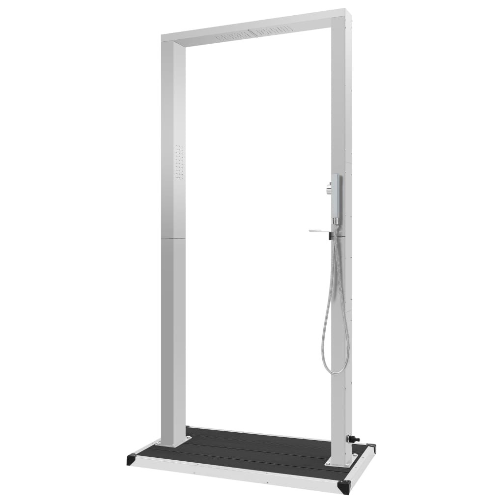 vidaXL chuveiro de jardim com base de aço inoxidável e wpc