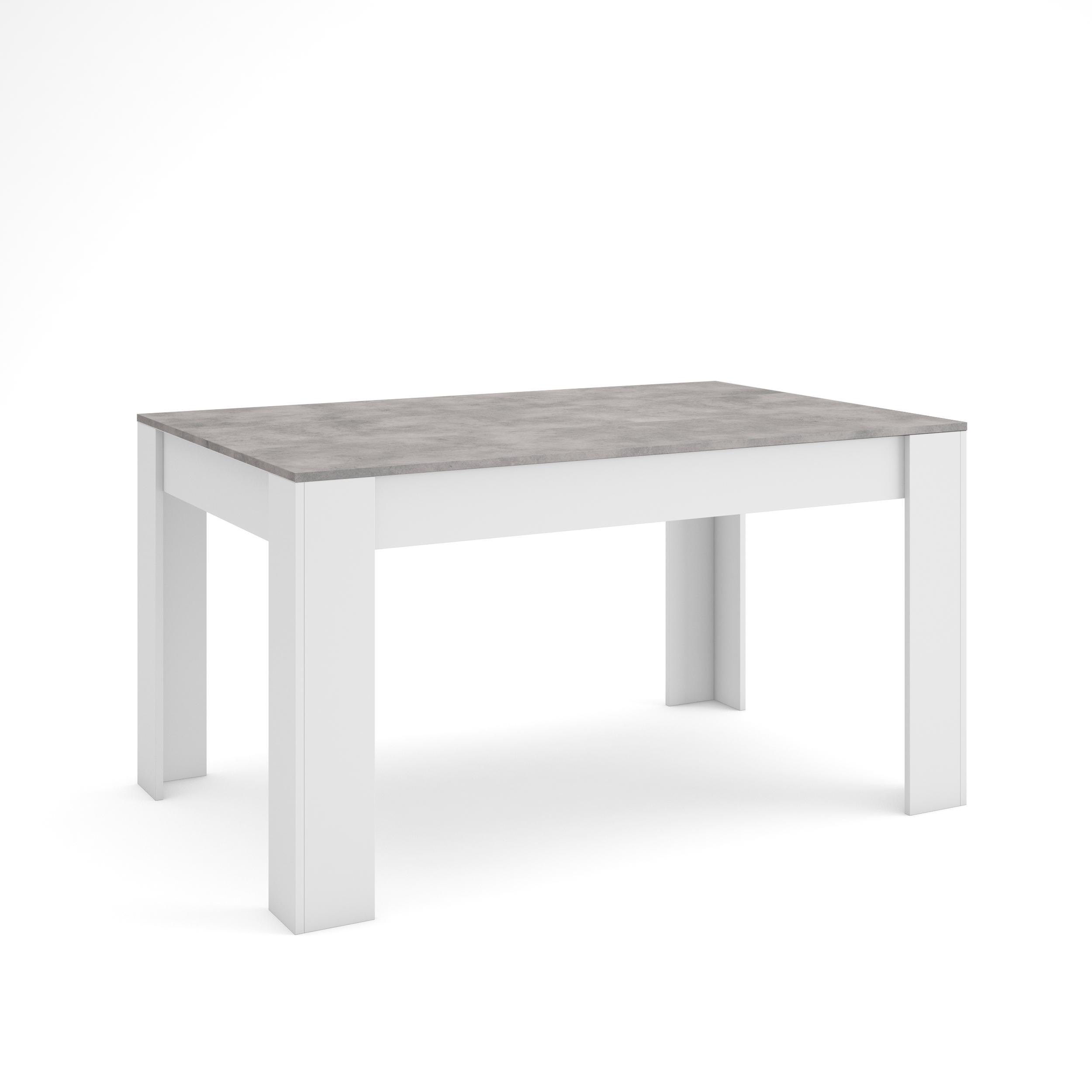 Mesa sala de jantar, 140x90x76cm, ciment e branco