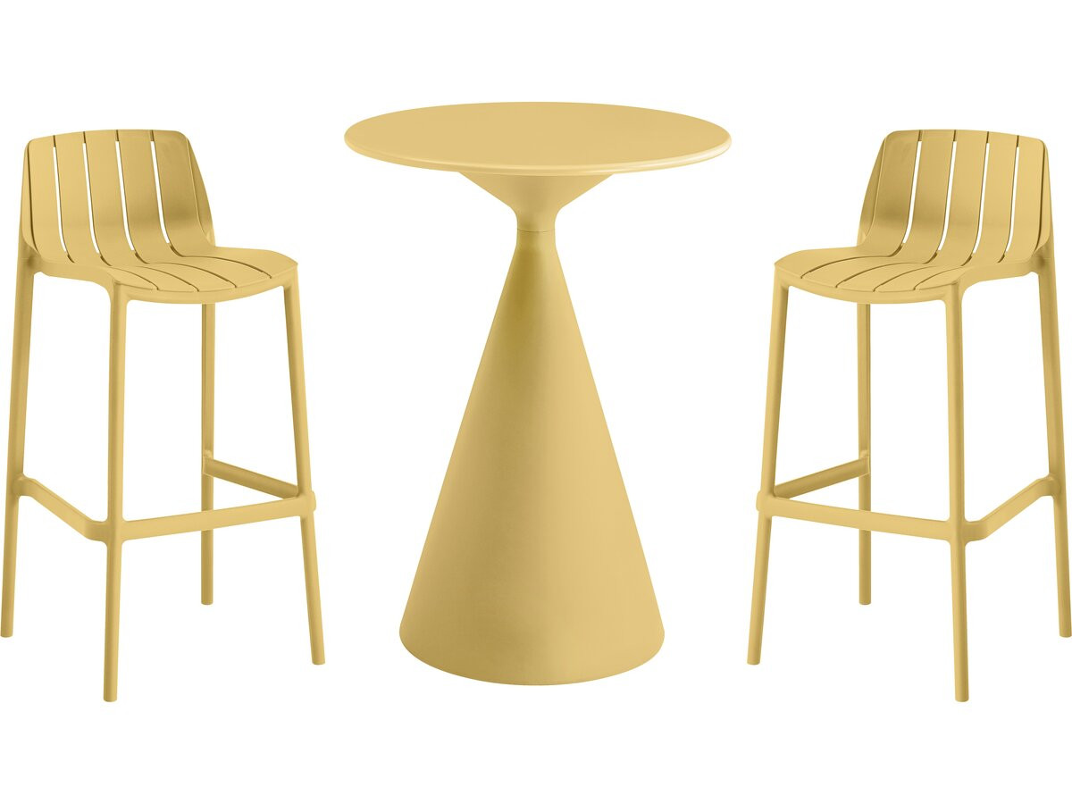 Mesa e cadeiras altas de bistrô empilháveis <<vaena>> - 2 lugares - amarelo
