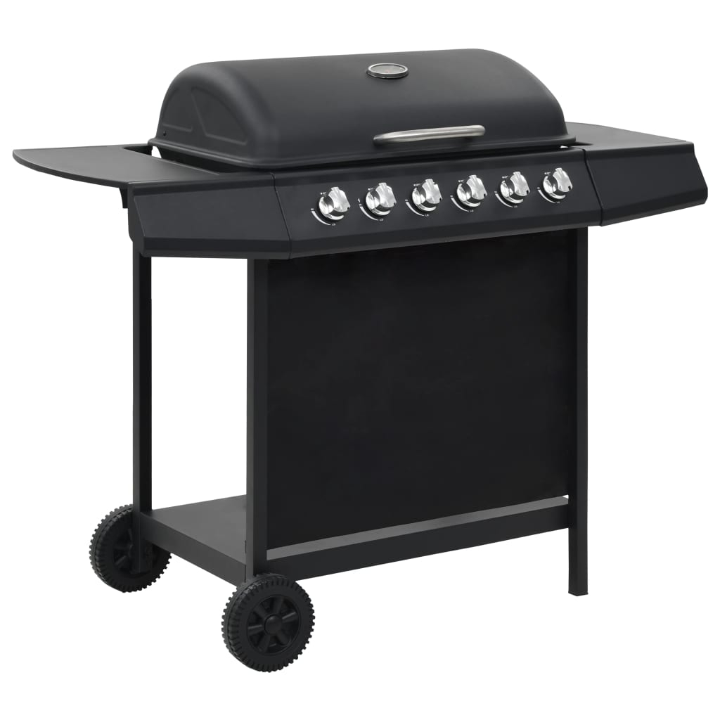 Churrasqueira/grelhador/bbq a gás com 6 zonas de cozinhar aço preto