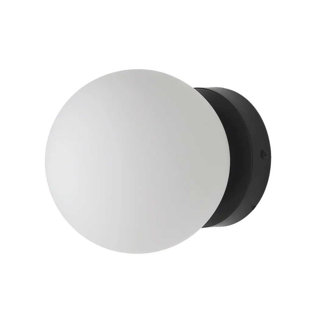 Aplique e lâmpada teto "lunar" ø150 mm cristal opal E27 negro ip44