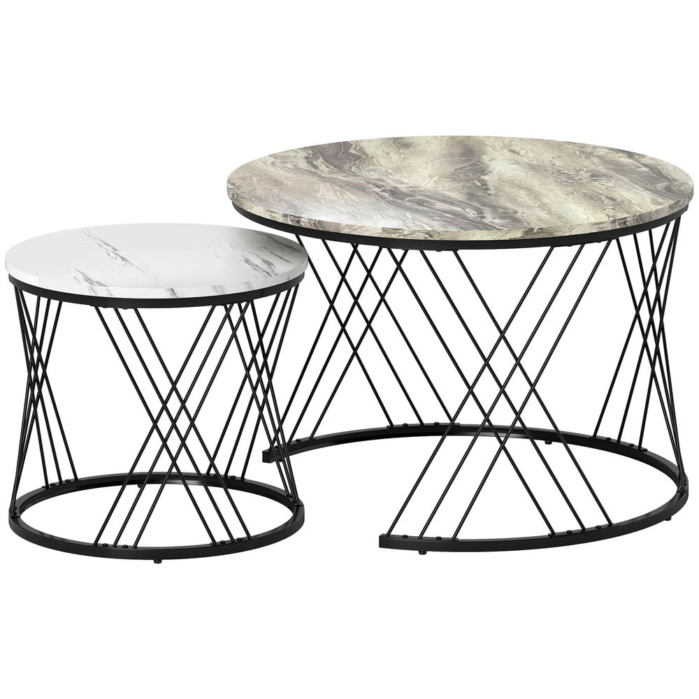 Mesa de centro ø70x46,5 cm bicolor Homcom, casa - mesas