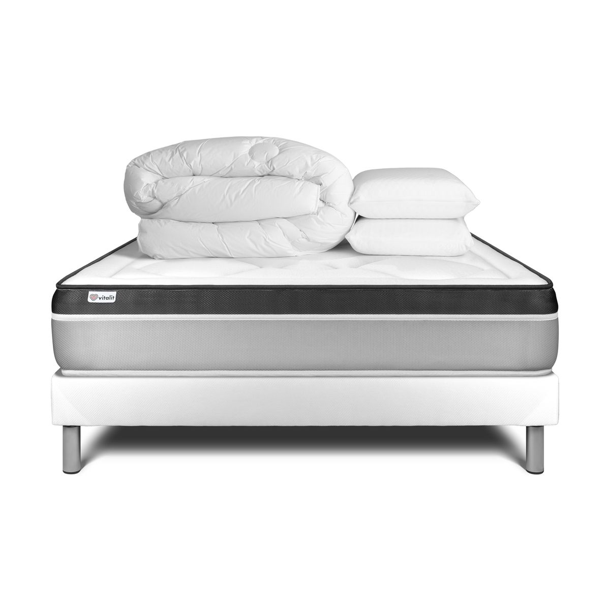 Conjunto completo de cama - colchão 160x200 cm + estrado de molas com ripas