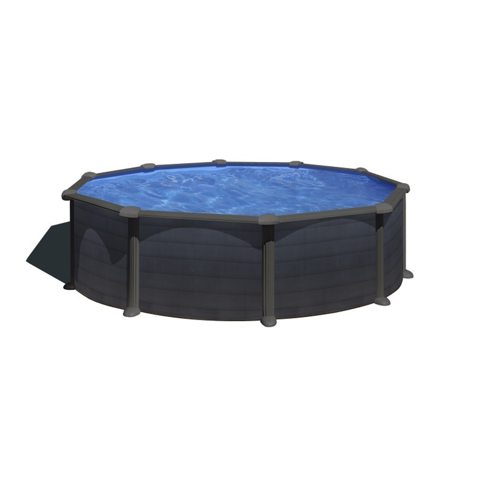 Gre kea piscina redonda de aço 460x120 cm escada com plataforma e puri