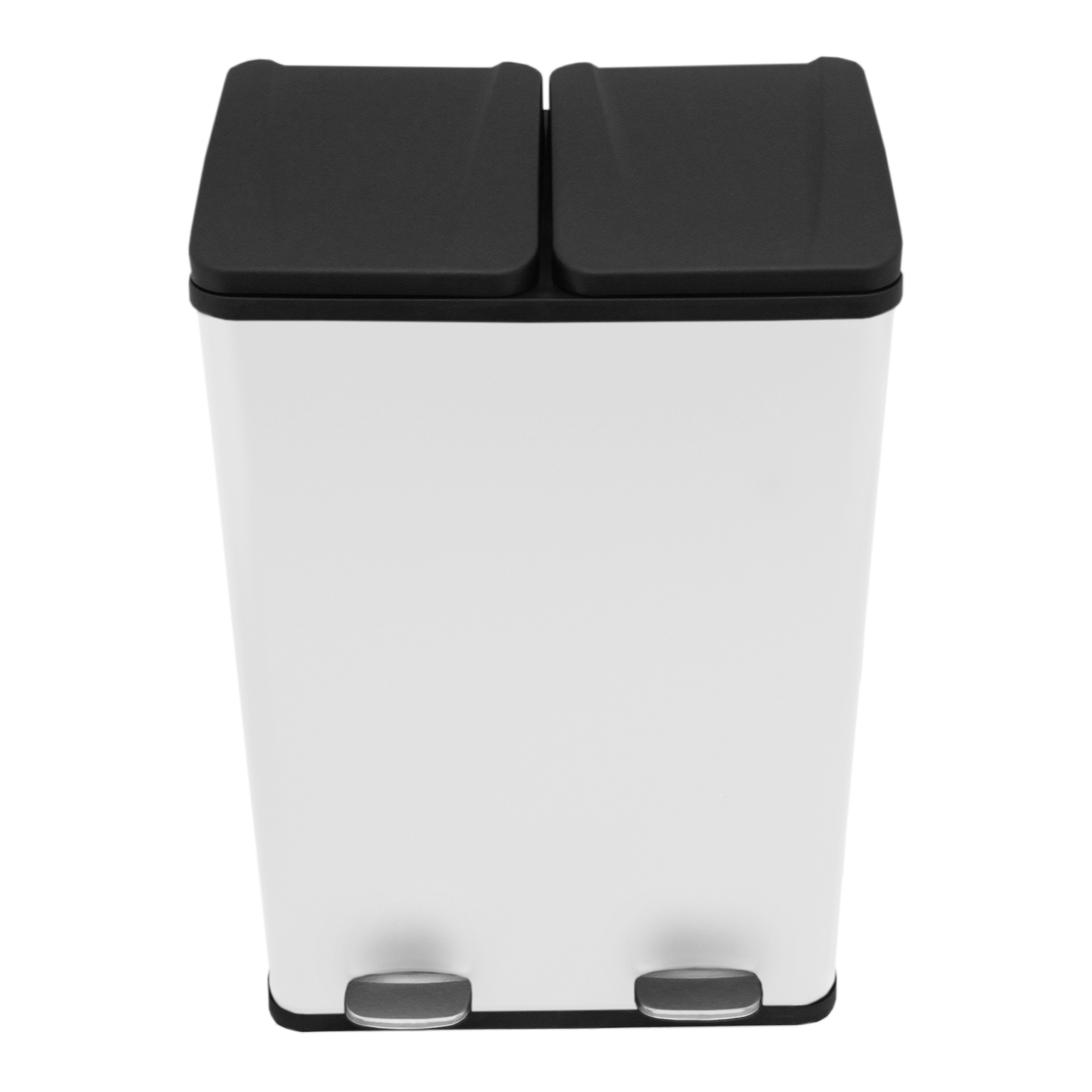 Lixeira com pedal duplo 2x30l reciclagem, branca