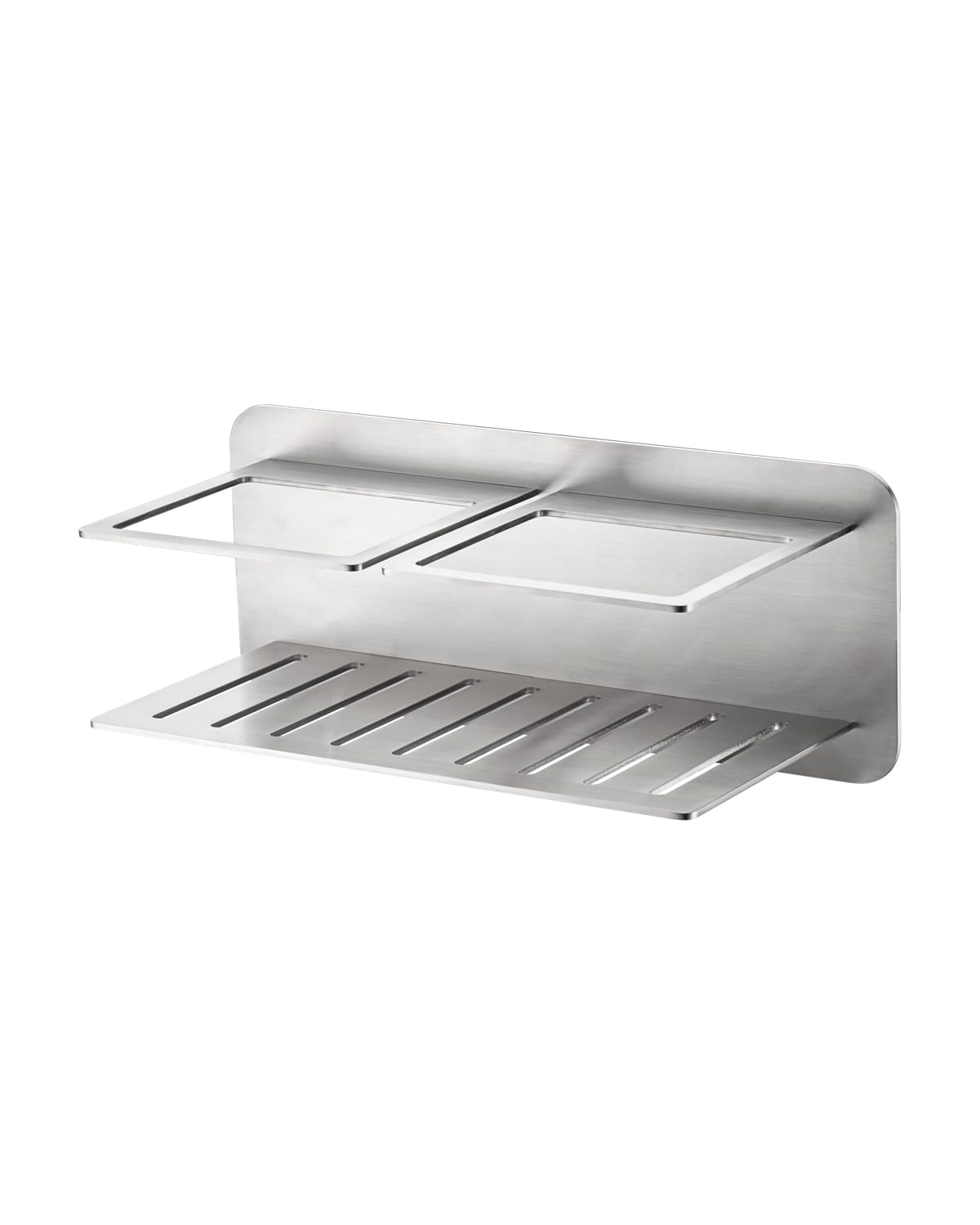 Portasapone frontal em aço inox niquelado escovado com fixação magnetica