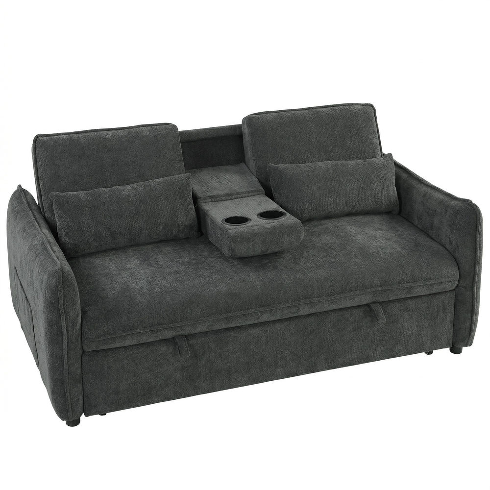 Sofá-cama 166x90x84 cm chenille color gris Homcom, casa - sófas