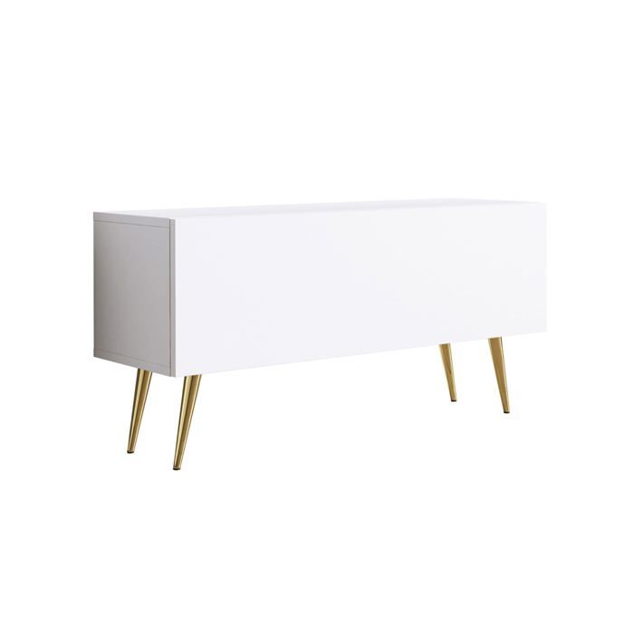 Móvel de tv - branco mate e patas douradas - 100x32x52 cm
