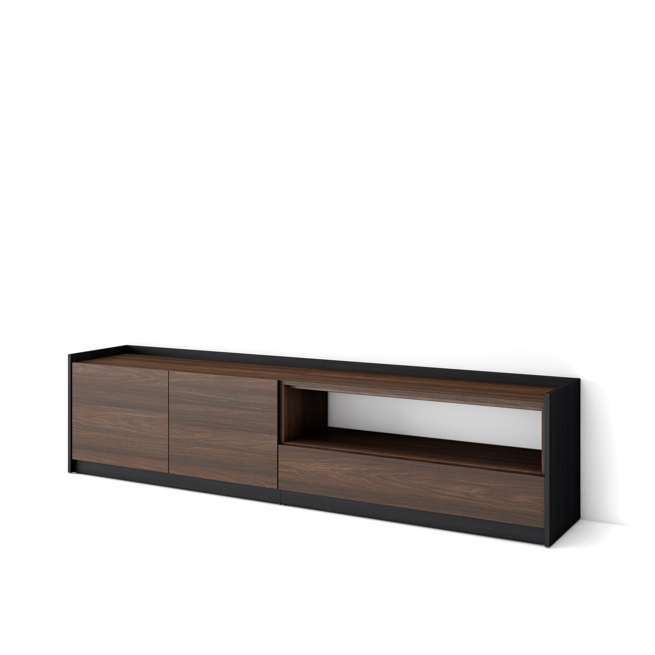 Móvel de tv, 207x37x50cm, carvalho escuro e preto rf4378