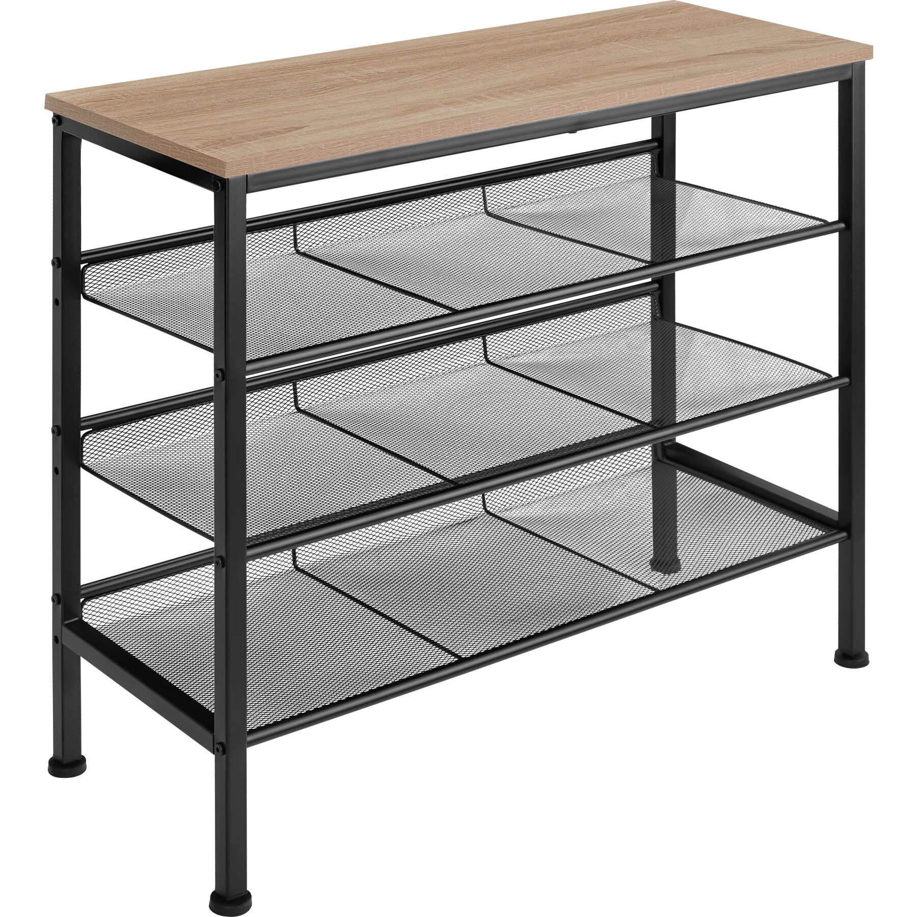 Sapateiro estilo industrial e 3 prateleiras 75,5x30,5x69,5cm madeira clara