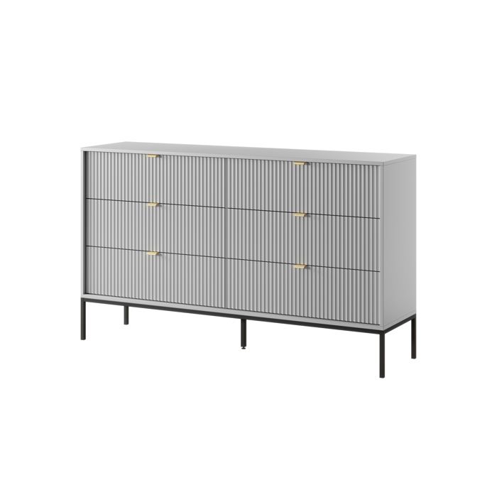 Comoda - 3xe living - 154 x 39 x 83 cm - 6 gavetas - cinza - alças de alumí