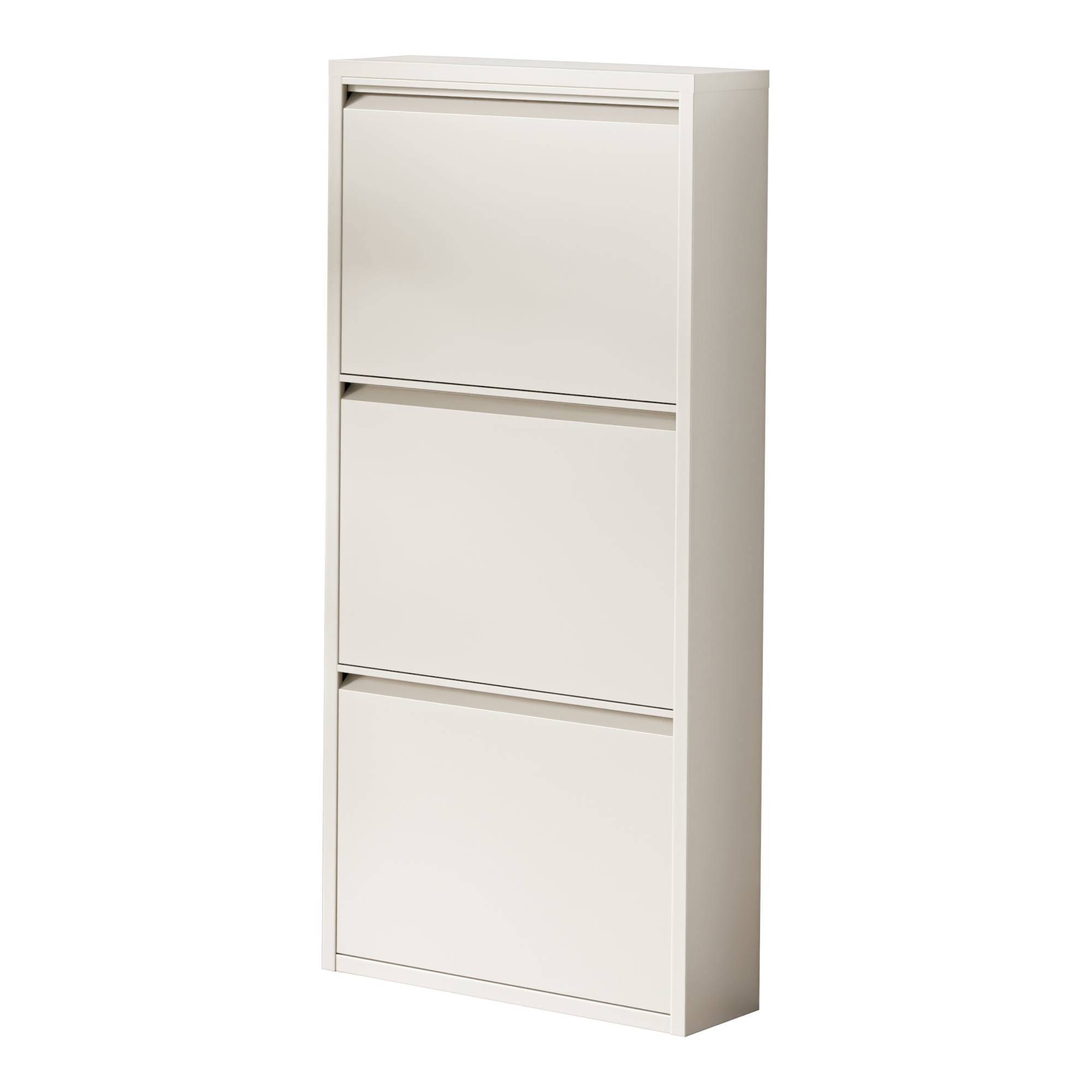 Sapateira sokndal com 3 portas 104x50x15 cm metal - branco-escuro [en.casa]