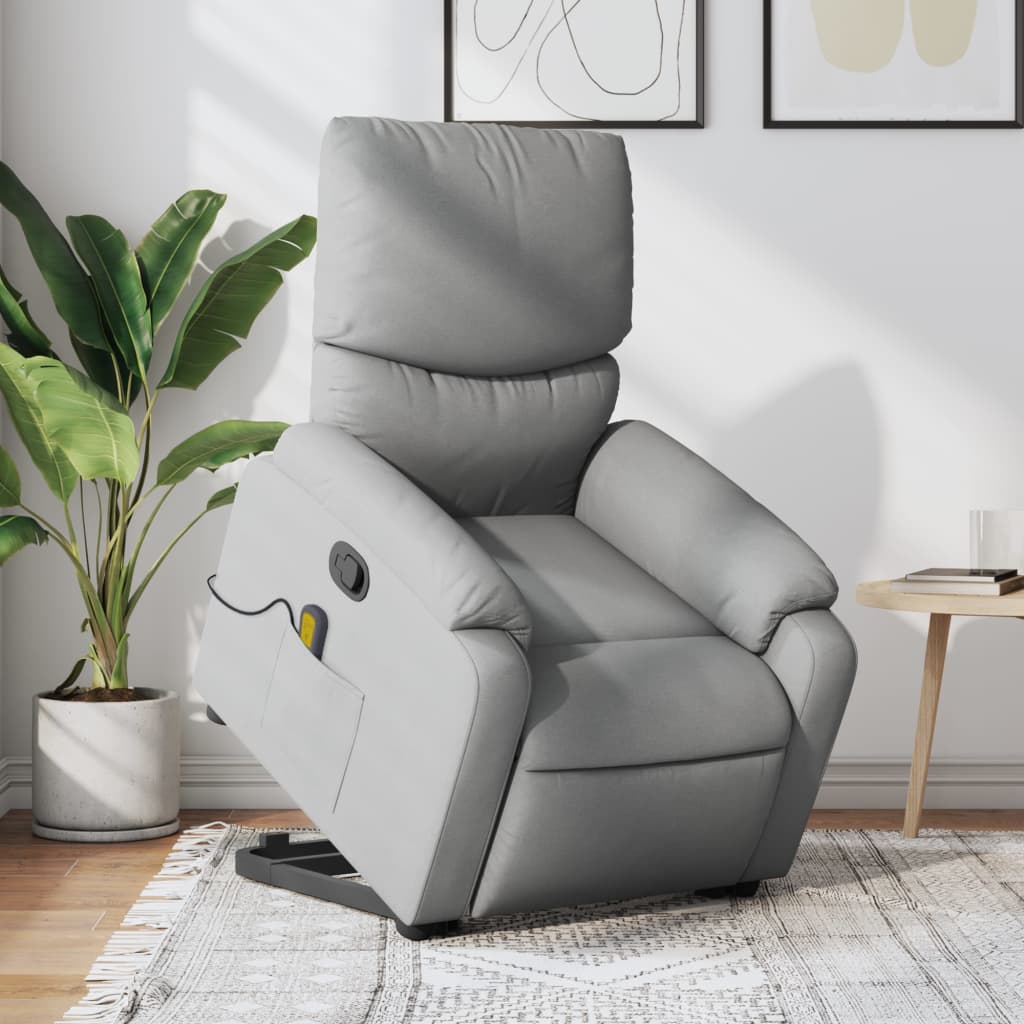 Poltrona reclinável massagens tecido cinzento-claro ewg5863