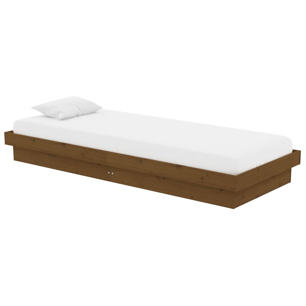 vidaXL estructura de cama individual sin colchón madera marrón miel